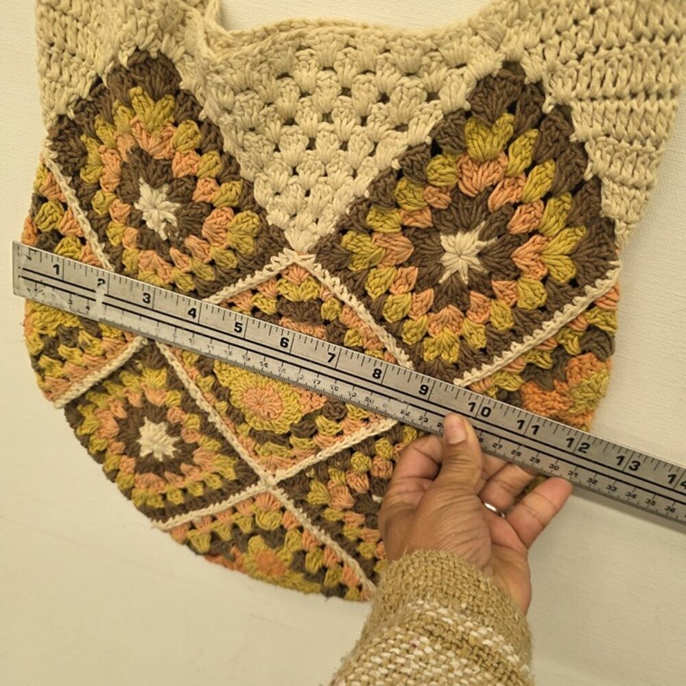 HANDMADE Granny Square Crochet Women's Crossbody Bag Brown - Picture 6 of 8
